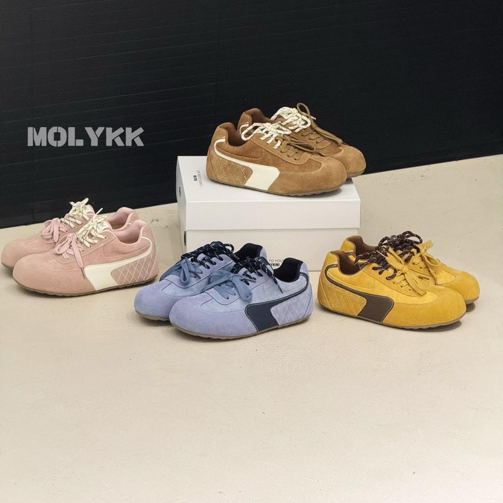 Lightweight Soft Sole~ Leather Single Ugly Cute German Training Shoes Women's 2025 Spring New Two-color Shoelaces Casual Forrest Gump Shoes.