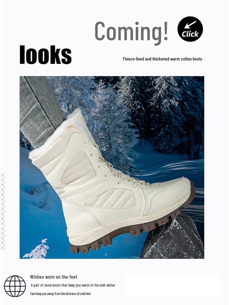 Γυναικείες Αδιάβροχες Μπότες Χιονιού με Ψηλό Πάτο, με Φλις Επένδυση για Ζεστασιά, Χοντρή Σόλα, Μεγάλα Μεγέθη, Χειμερινά Αθλητικά Παπούτσια Εξωτερικού Χώρου