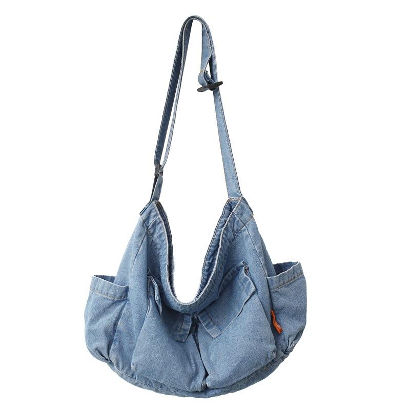 

Джинсовая сумка через плечо Студенческая сумка-тоут Сумка через плечо унисекс светло-синий