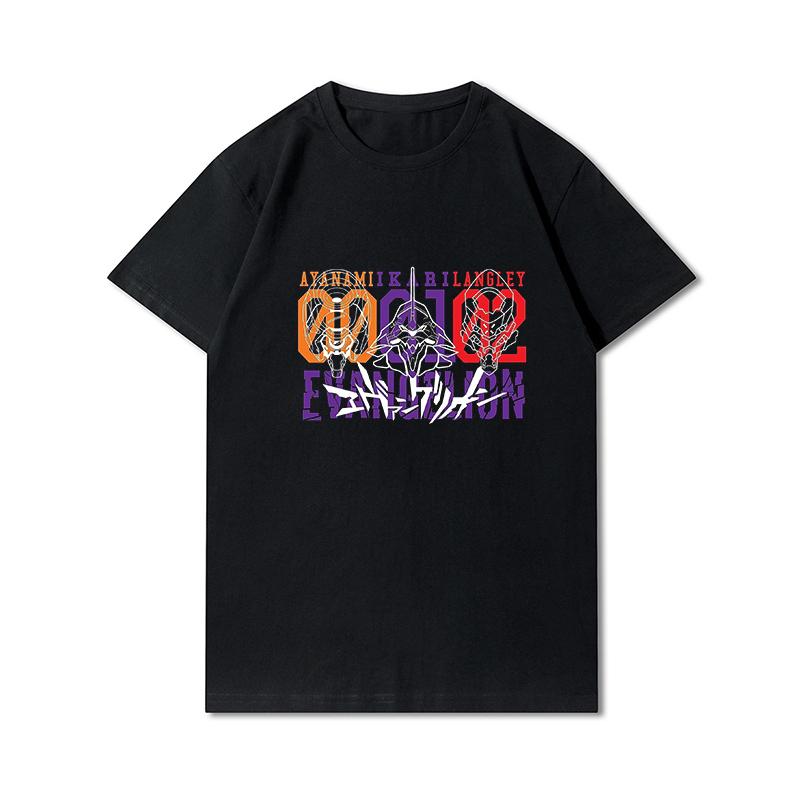 Herre Premium bomull Harajuku T-skjorte Evangelion Asuka Plakat Anime skjorte print T-skjorter Funny Style rundhals bomull T-skjorte Uformelle T-skjorter