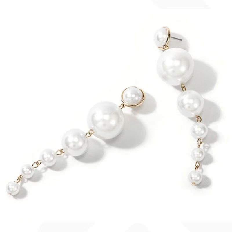 Cross-Border Style Imitation Pearl Long Earrings: Simple, Exquisite, and Unique Design with Small and Large Pearl Studs