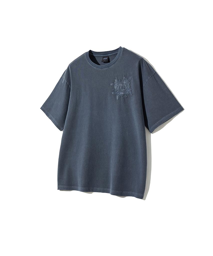 GAKKAI UNIONS Crumble Pigment Applique Short Sleeve T-Shirt Dive Blue