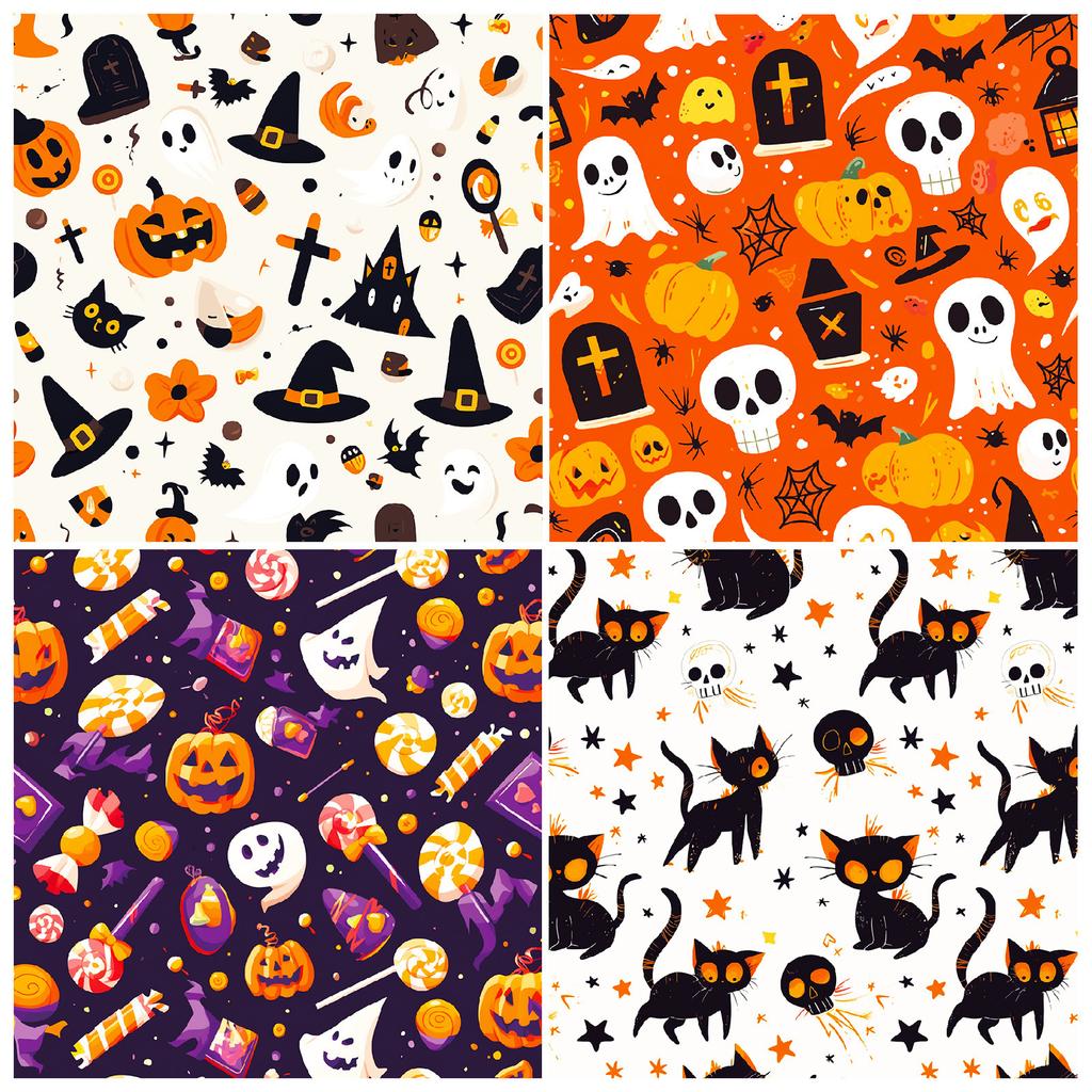 12 Sheets Of Halloween Material Paper Pumpkin Ghost Bat Handbook Collage Backing Paper Halloween Material Paper