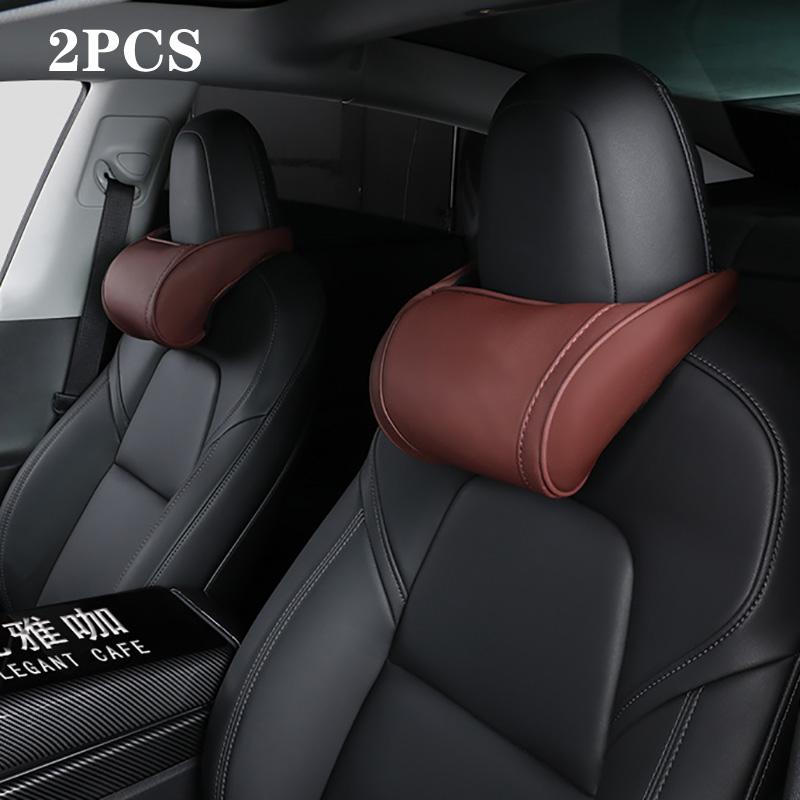 Do Tesla Model 3 YXS Poduszka na szyję Poduszka zagłówka Skórzana poduszka na szyję i pas z pamięcią kształtu Poduszka na głowę do fotela samochodowego Model3 Akcesoria