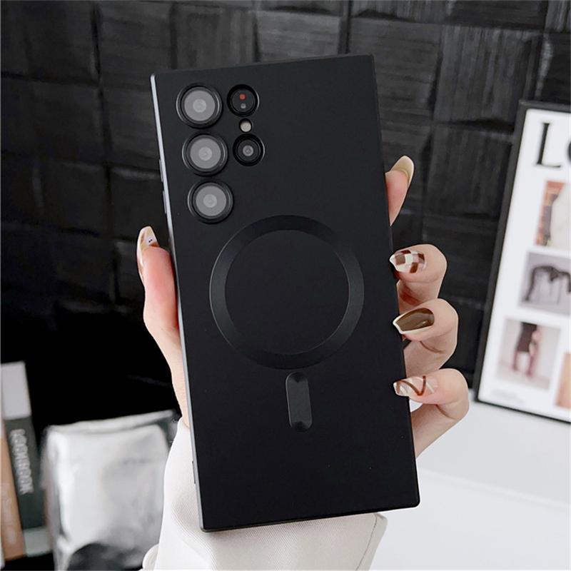 

Для Magsafe Магнитный силиконовый чехол для телефона Samsung S21 S20 FE S22 S23 Ultra Note 20 10 Plus Противоударный защитный чехол для камеры For Samsung S23