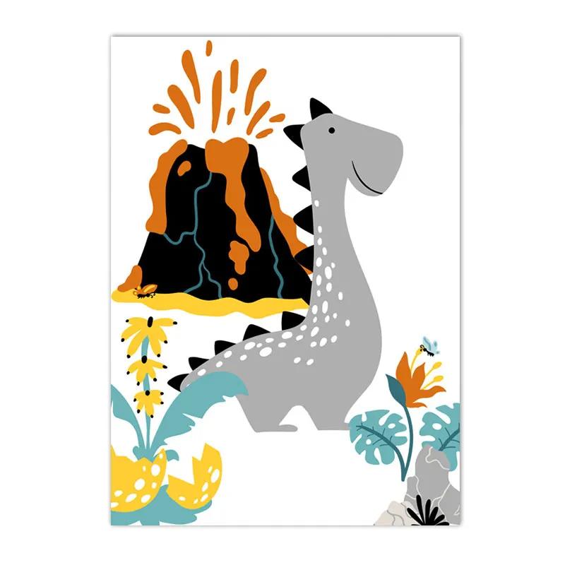 Alphabet and Number Wall Poster for Boys, Custom Name Canvas Painting, Colorful Dinosaur Print, Nursery Wall Art Picture, Kids R