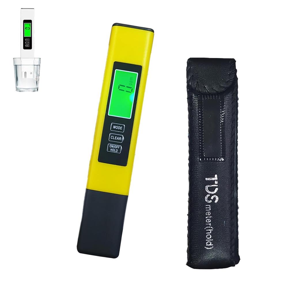 3 in 1 TDS-Messgerät Digitaler Wasserqualitätsprüfer, EC/Temperatur 0-9990 ppm, Tragbar mit Trageledertasche zum Trinken