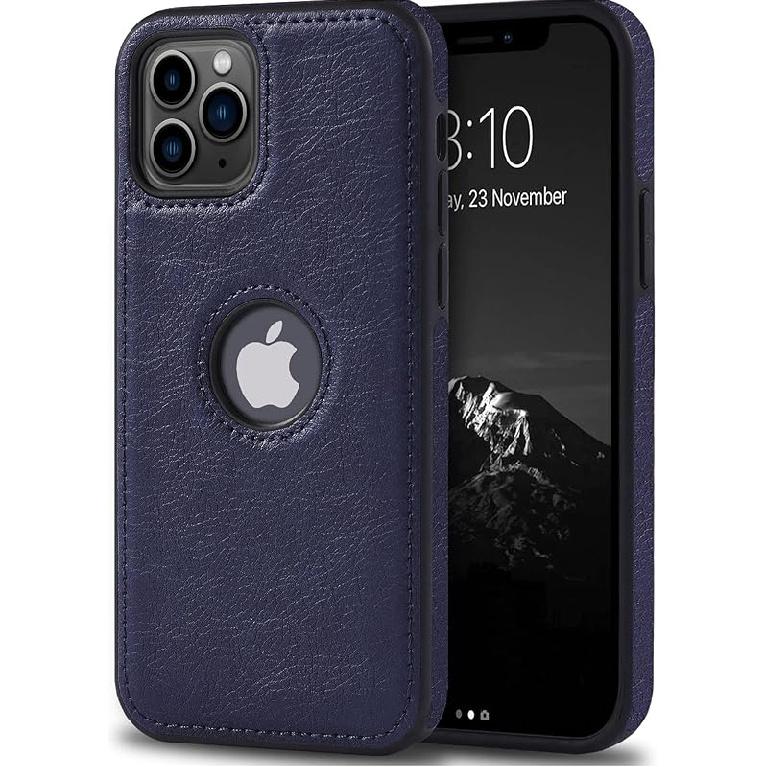 Unique Design Luxury Leather Business Phone Case for iPhone 11 Pro Max Anti-Slip Scratch Resistant Ultra Slim Protective Case (2019,6.5”) (Brown)