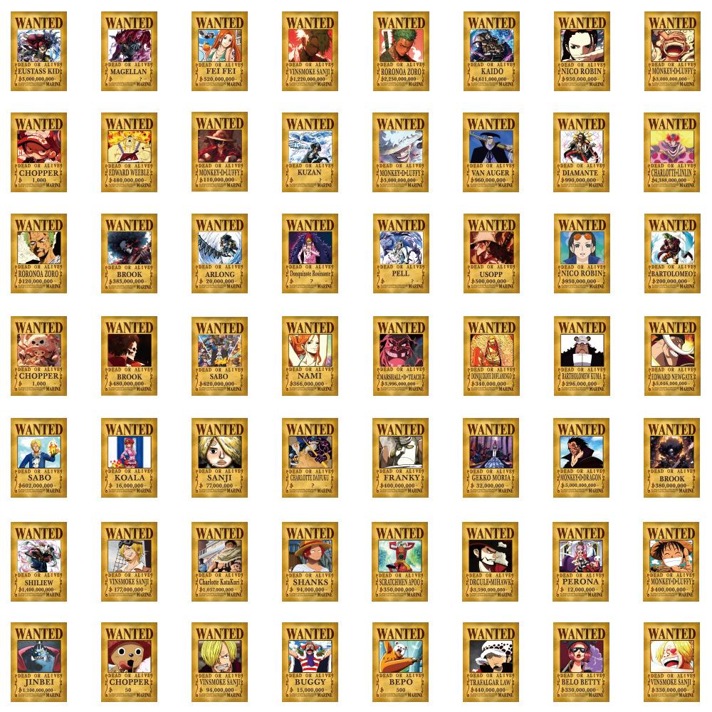 55/110 New One Piece Wanted Order Anime Graffiti Stickers Suitcase Laptop Scooter Stickers