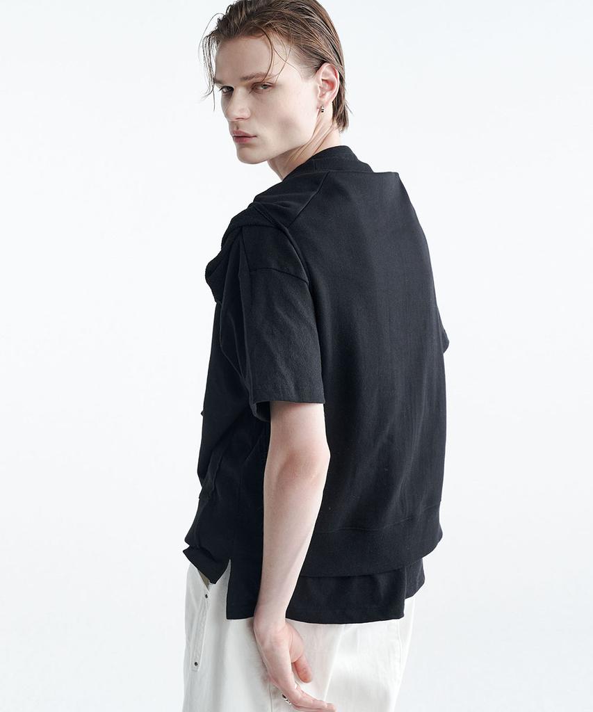 NOIRER Cut-Out Layered Sweatshirt (Black)