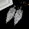 Luxury temperament full of diamond long fringed earrings for women