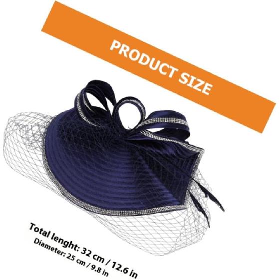 Fascinator Hat for Women Cocktail Headband Navy Blue Mesh Tea Party Dress Hat Elegant 1920s Style Special Occasion Accessory