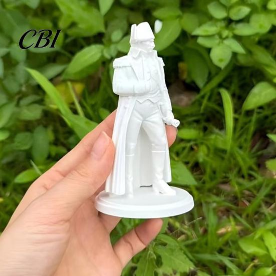Military Uniform Figure 3D Printed Napoleon Statue with Coat, Turban & Scroll, Vintage Historical Desktop Decor Exhibition Hall Ornament Figurine,