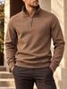 Men's Autumn Winter Quarter Zip Sweatshirt Stand Collar Cotton Blend Pullover Casual Contrast Collar Business Warm Jumper Top