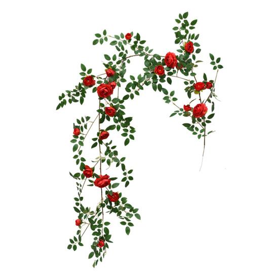 6FT Artificial Rose Vine Garland Fake Hanging Rose Ivy Plants Bendable Floral Garland Decoration for Wedding Home Party Garden Room Wall Decor