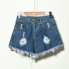 Ripped Irregular Cat Beard Edge Large Size Denim Shorts Women's High Waist Pants New Summer Shorts Hot Pants Black Trendy