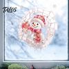 No Residue Wall Stickers 2Pcs Stained Glass Style Christmas Window Clings, Double‑Sided Printed Xmas Static Decals, Snowman Santa Reindeer