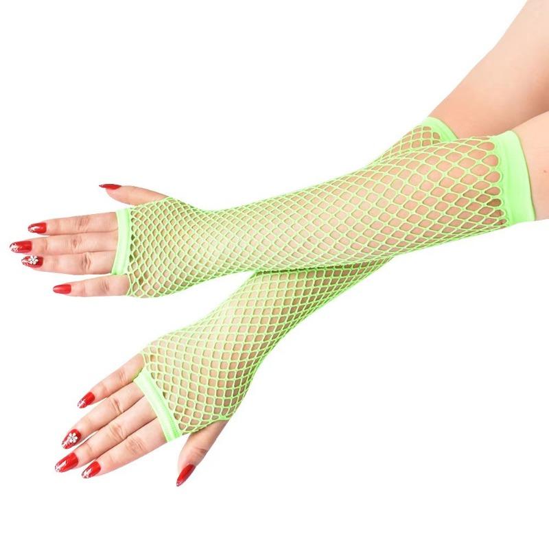 Punk Goth Bayan Disko dans kostümü Dantel Parmaksız Örgü Fishnet Eldiven