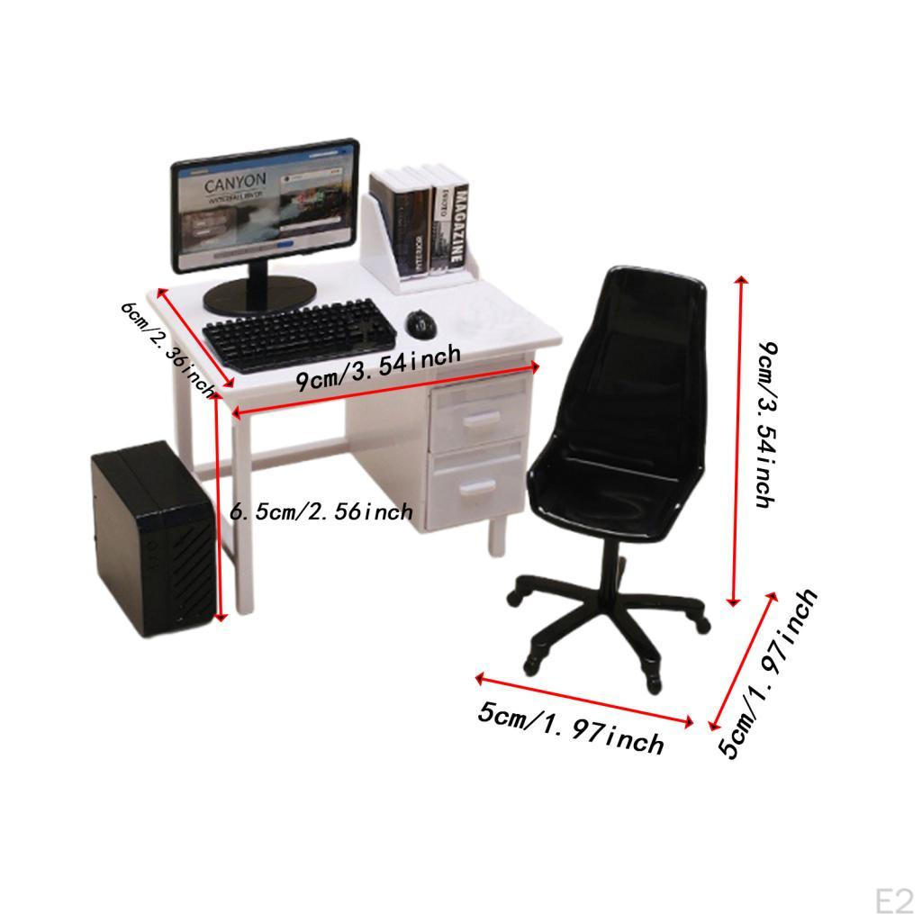 Puppenhaus Dekoration Miniatur Computer Set Tisch Stuhl Mini Büromöbel Puppenhaus