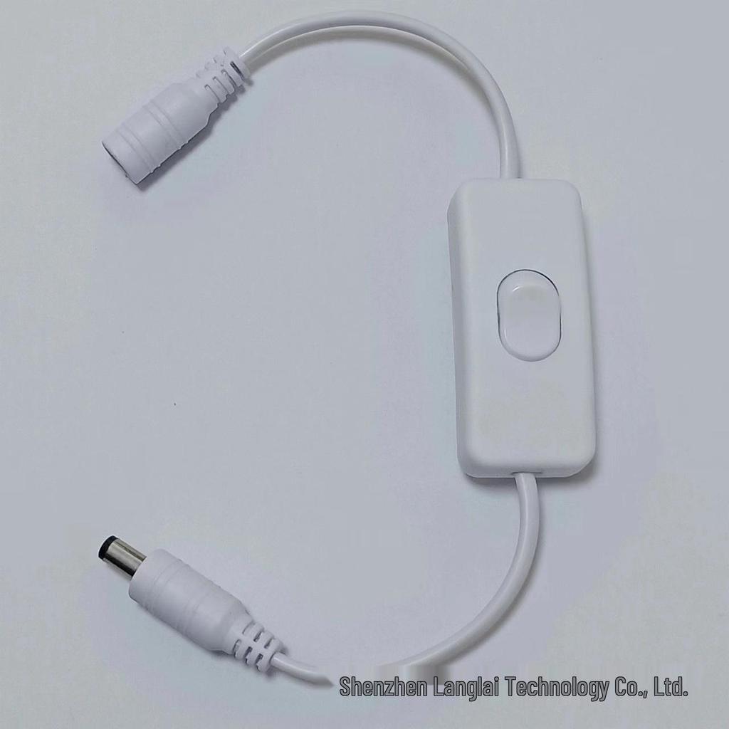 DC5521 USB Power Switch Extension Cord - Black & White
