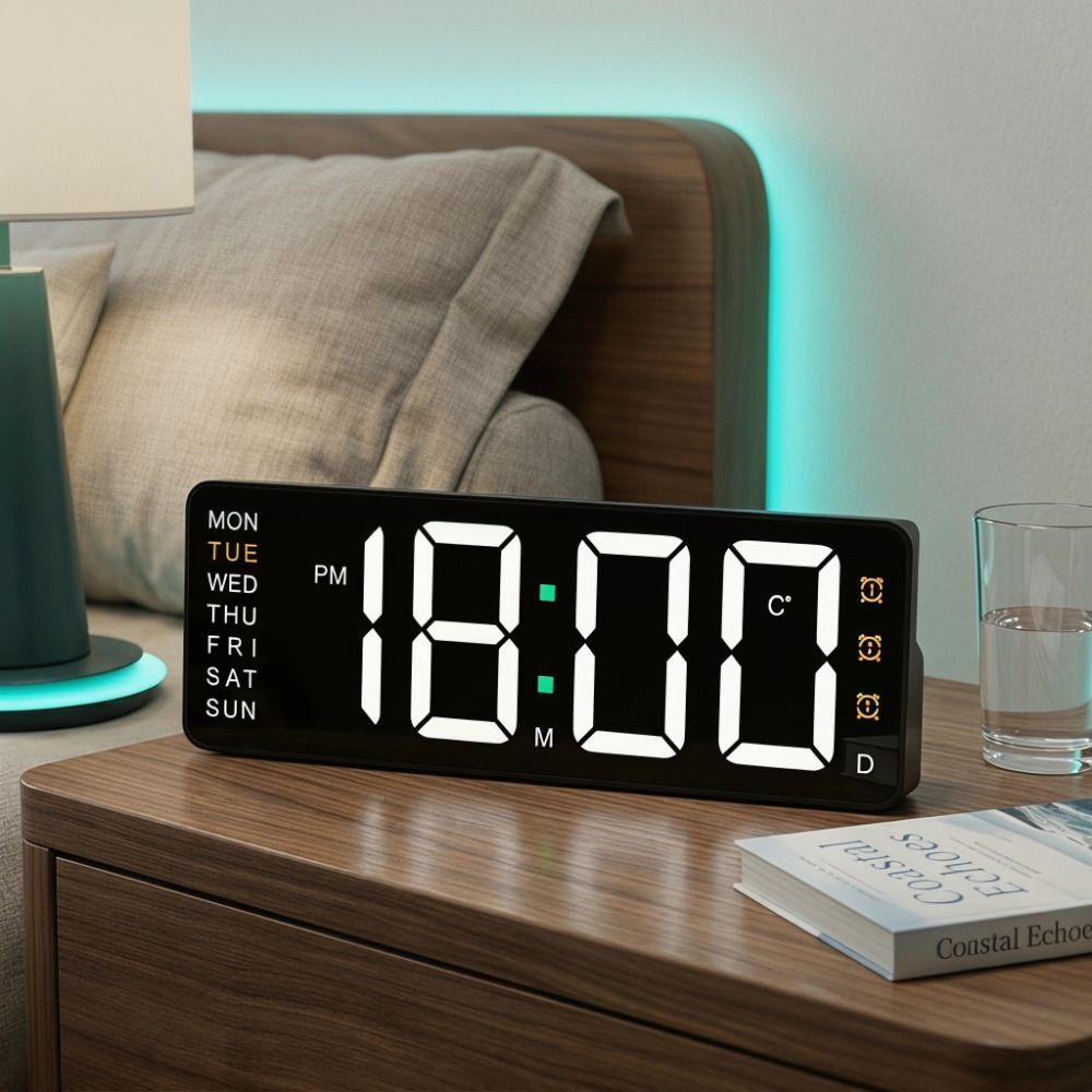 Adjust Brightness Large Digital Clock RGB Colors LED Electronic Clock Table Alarm Clock Smart Home