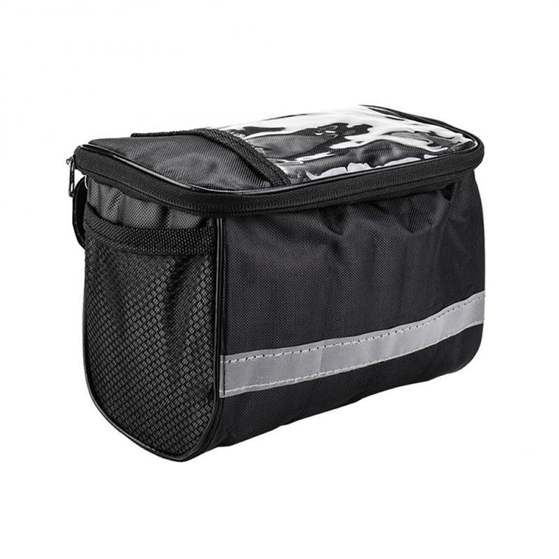 Bicycle Front Handlebar Bag Multifunction Portable Reflective Strip Bike Frame Pannier Shoulder Bag