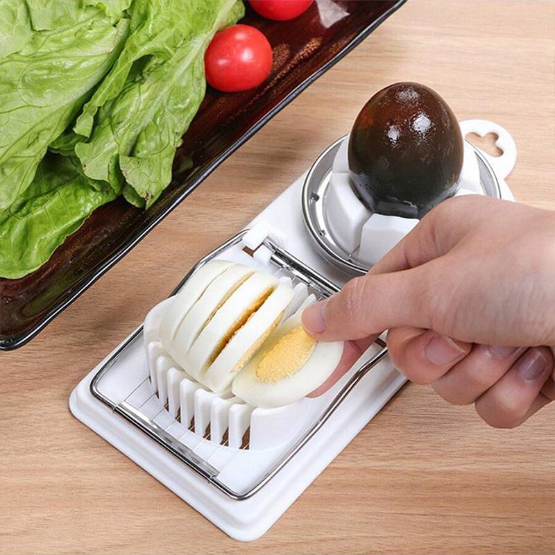Modern Kitchen Gadget Tool Durable Metal Plastic Easy Slice 2-in-1 Multi-Function Egg Slicer Preserved Egg Fruit Cutter