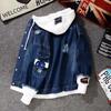 Herren-Jeansjacke im koreanischen Stil, 2-in-1-Jeansjacke – trendig, lockere Passform, mit Kapuze, perfekt für Frühling und Herbst