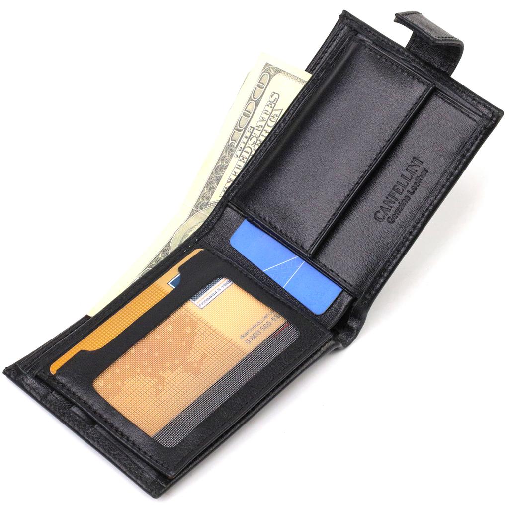 Classic Wallet for Men Made of Genuine Smooth Leather CANPELLINI 21882 Black
