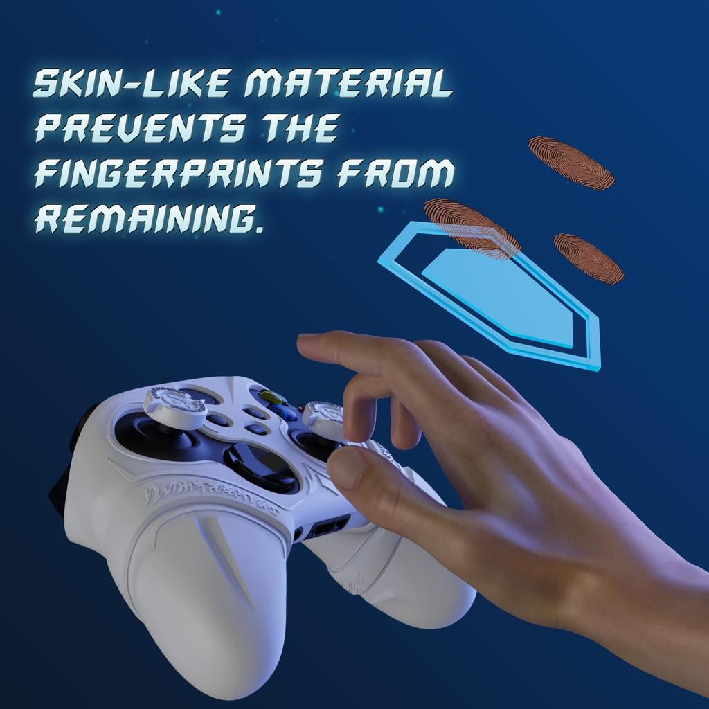 PlayVital Silicone Controller Cover for Xbox Series with Thumb Caps and Stickers Grip Shock Absorbing Runes Edition X/S – Non-Slip Skin, – (White)