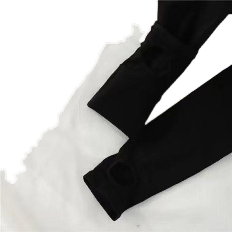 Women's Flesh-Colored Leggings with Nine-Point Lace Trim, Fleece-Lined, Thickening, Slimming, Perfect for Spring/Autumn/Winter Wear