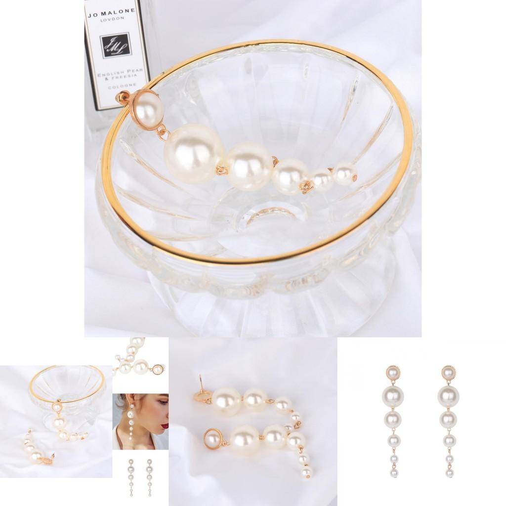 Fashionable Long Gradient Pearl Earrings Unique And Trendy Jewelry For Women