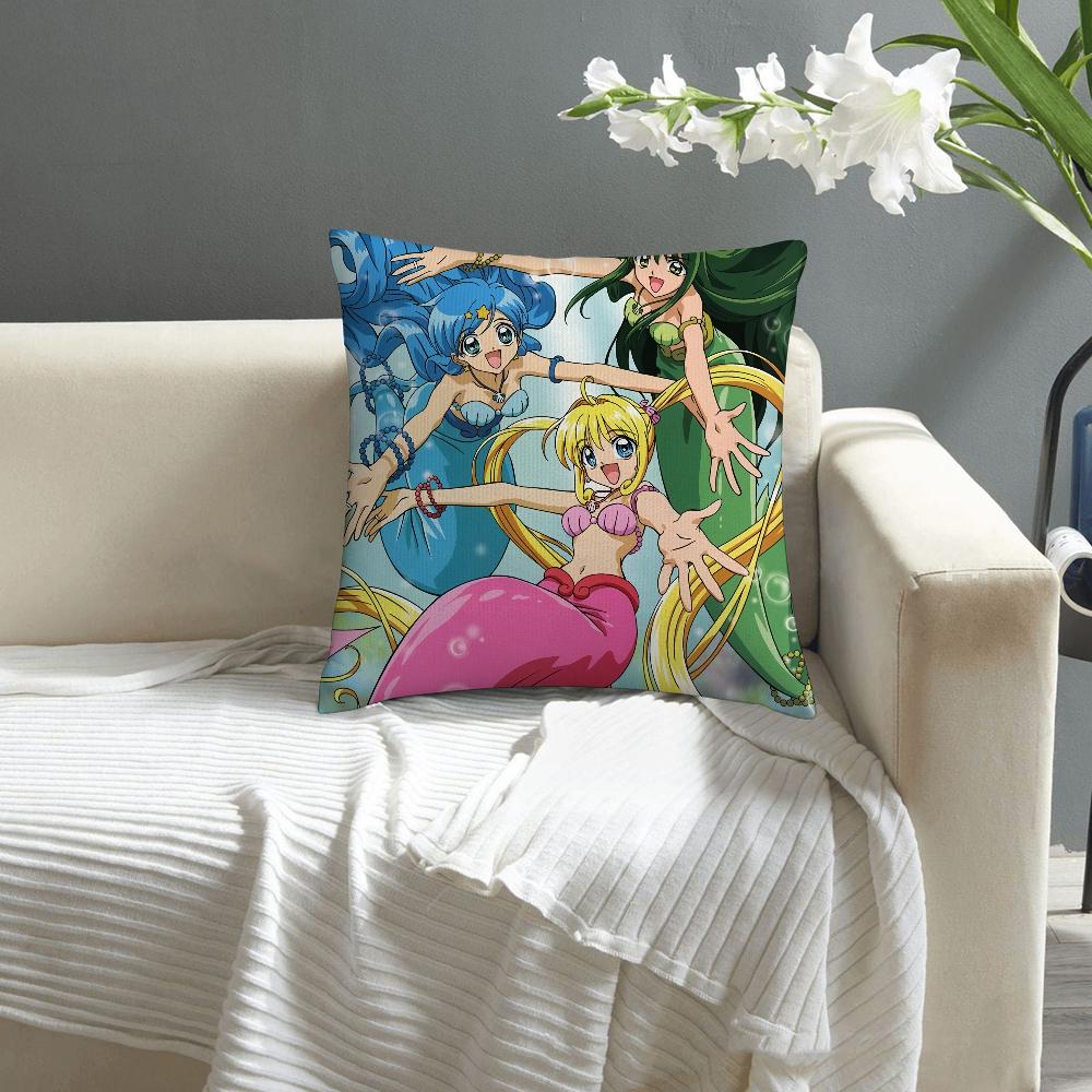 Mermaid Melody Pichi Pichi Pitch Pillow Case Sofa Decorative Home Double-sided Print Plush Throw Pillow Covers Cushion Decor