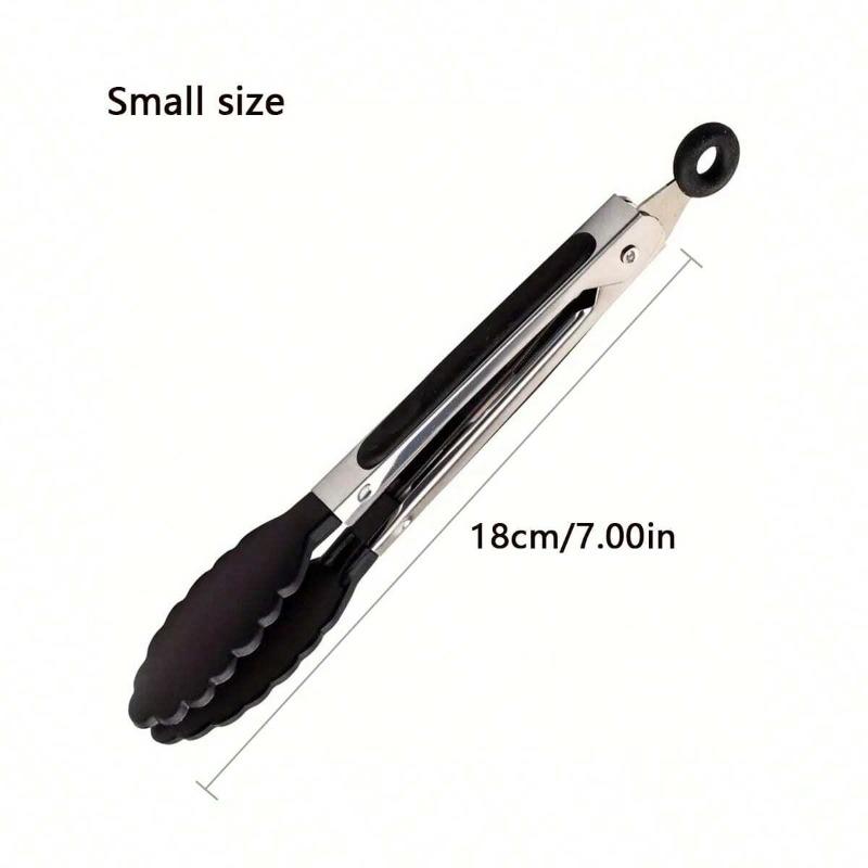 1pc Small Kitchen Tongs, Mini Food Tongs, Heat Resistant Nylon Tips Tongs For Cooking, Serving, BBQ, Grilling, Salad And More