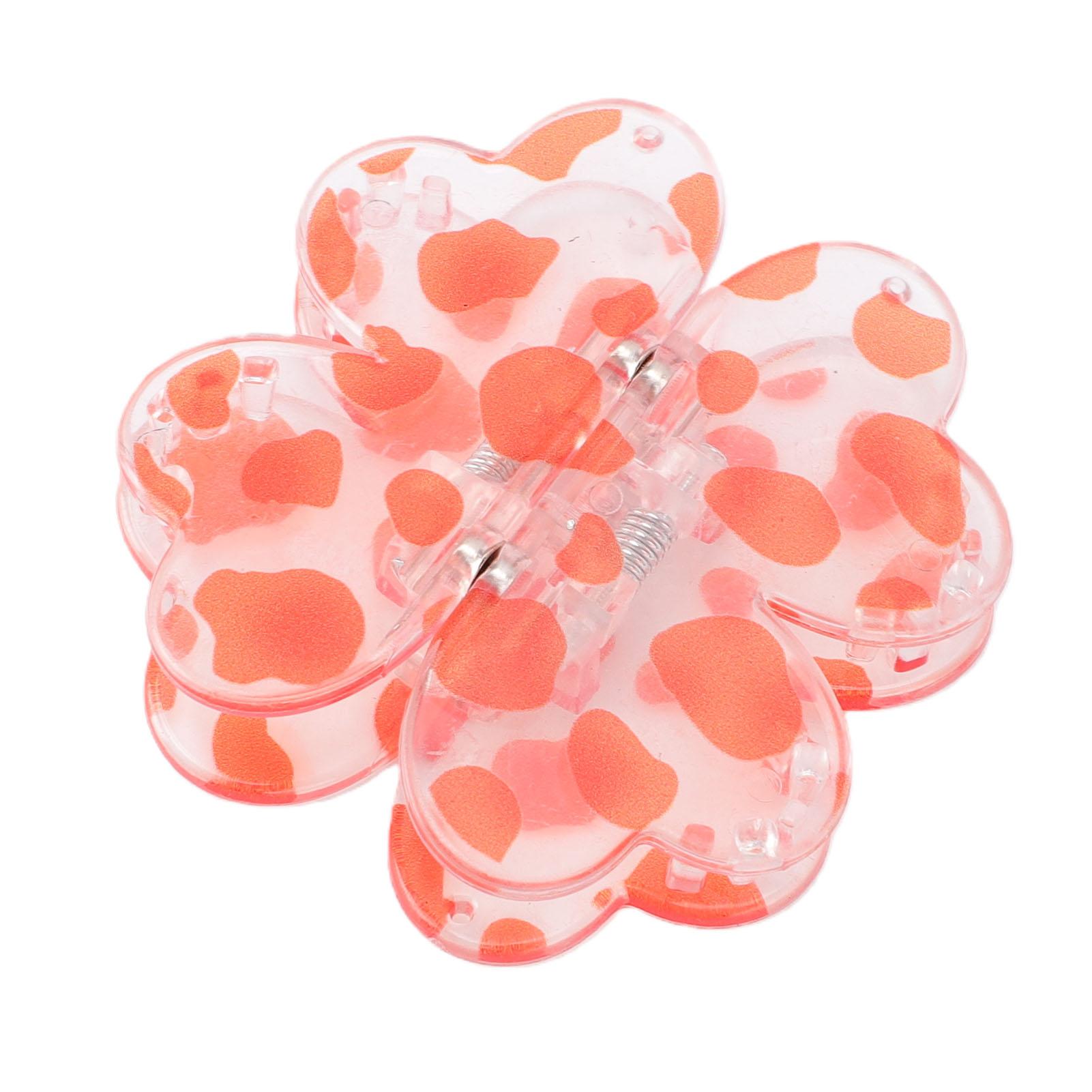 

Magnet Four Leaf Hair Clip Strong Hold No Slip Women Styling Hair Clips Leopard Print Orange