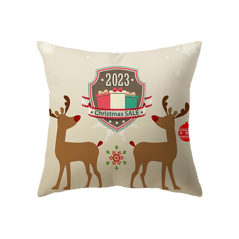 Merry Christmas Cute Santa Elk Print Pattern Cushion Cover Home Living Room Sofa Decoration Square Pillow Pillow Cover