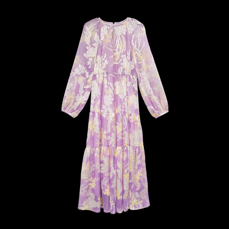 HECO New Chinese Style 2025 Summer Rayon Burnout Floral Resort Dress