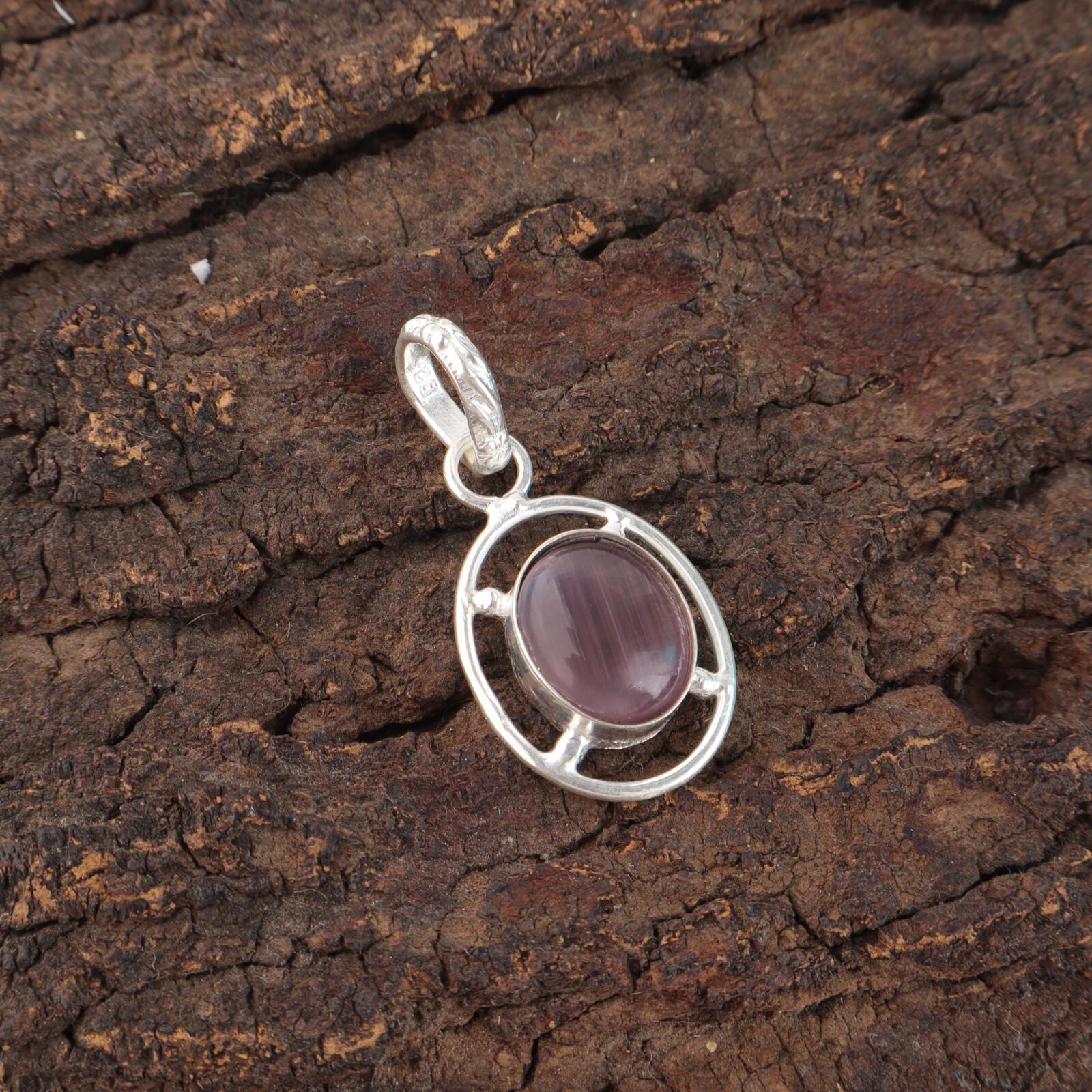 

Purple Cat S Eye Stone 925 Silver Best Friend Gift Handmade Unique New Pendant PP-6-42