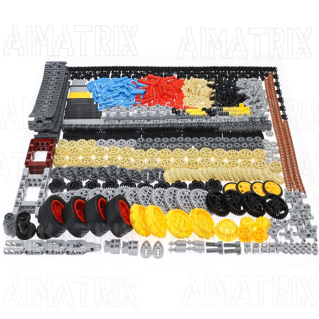 AIMATRIX 852Pcs Technic Gears and Axles Are Compatible with Mainstream Building Block Brand Technic Sets, Car Trucks - Geared Tires - Pins - Shock