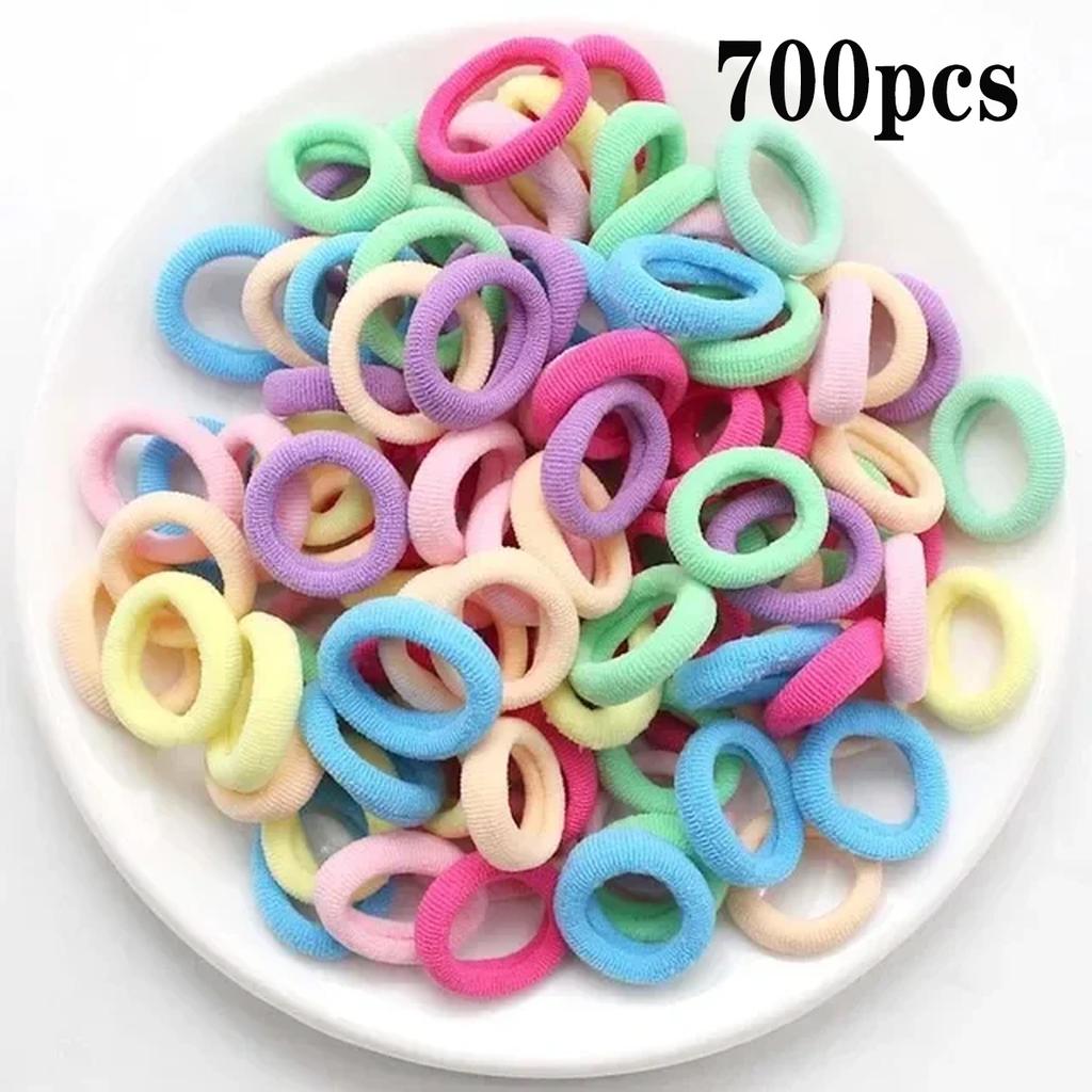 200PCS Women Girls Colorful Nylon Elastic Hair Bands Ponytail Hold Small Hair Tie Rubber Bands Scrunchie Hair Accessories