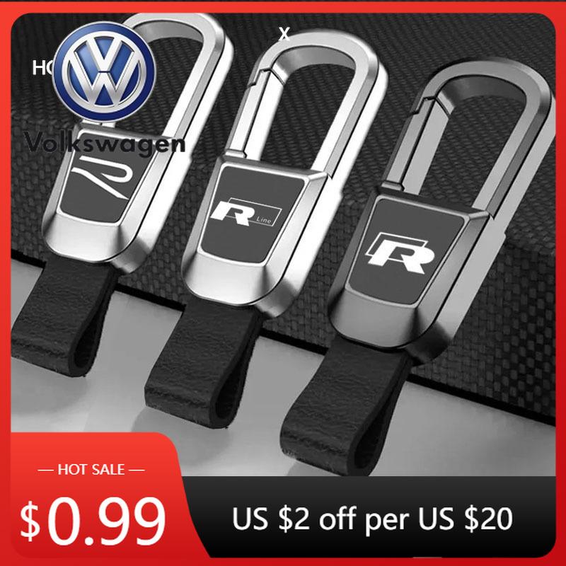 2026 Hot VOLKSWAGEN Leather Key Rings High-Grade Metal Keyrings Car Keychain For Volkswagen VW New Rline Golf Beetle Tiguan Vent FE2