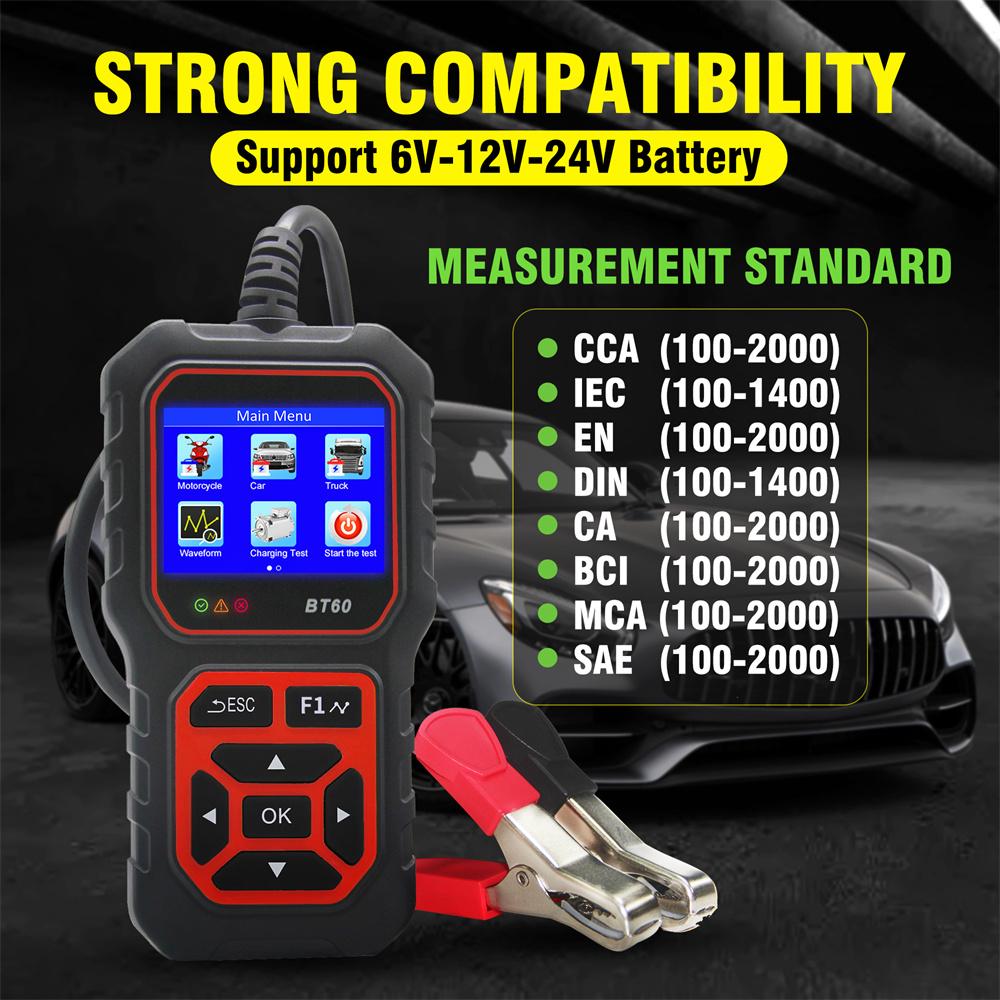 NEW Digital Battery Analyzer Tester For 12V 24V Car Truck Motorcycle Universal