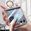 Luxury Plating Magnetic Hinge Case for Samsung Galaxy Z Flip 7 6 5 Screen Glass Ring Holder Hard Cover for Galaxy Z Flip7 Case