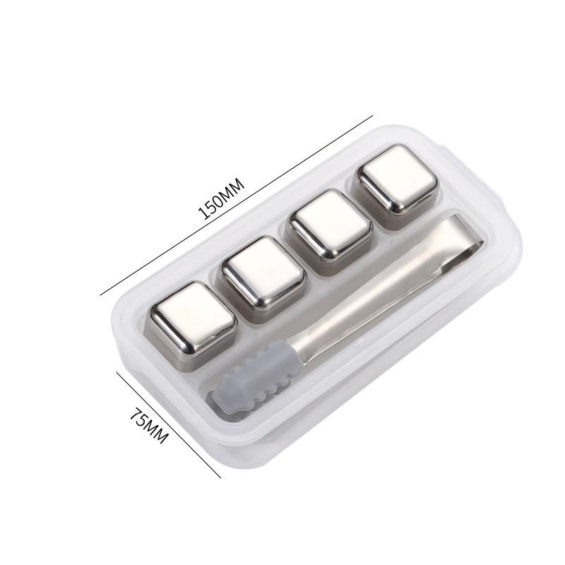 

4 шт., нержавеющая сталь, металлический зажим для льда, креативный набор кубиков для виски 304, шарики из винного камня, прочные напитки с аксессуарами для бара