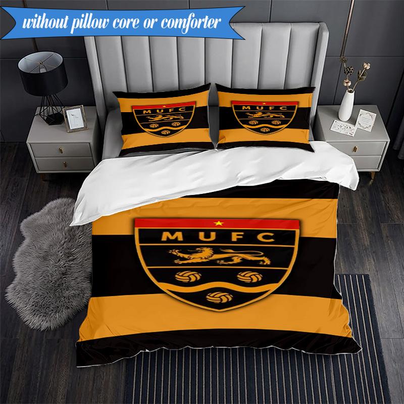 3PCS Football Crest Printed Soft Bedding Set,Including 1pc Duvet Cover And 2pcs Pillowcases Perfect for Bedroom, Dormitory, Fan gift