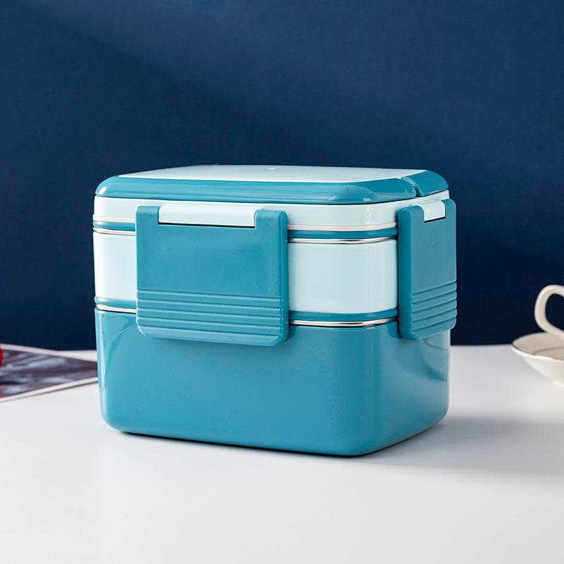 Двухслойный термоланч-бокс из нержавеющей стали герметичный контейнер для хранения еды портативные упаковочные коробки для улицы 4389₽