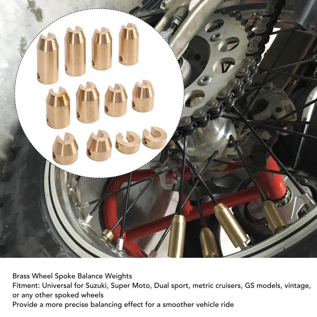 Motorcycle Spoke Wheel Weights, Wheel Spoke Balance Refills Super Moto Dual Sports Brass Wheel Spoke Balance Weight Refill (12 Pcs)