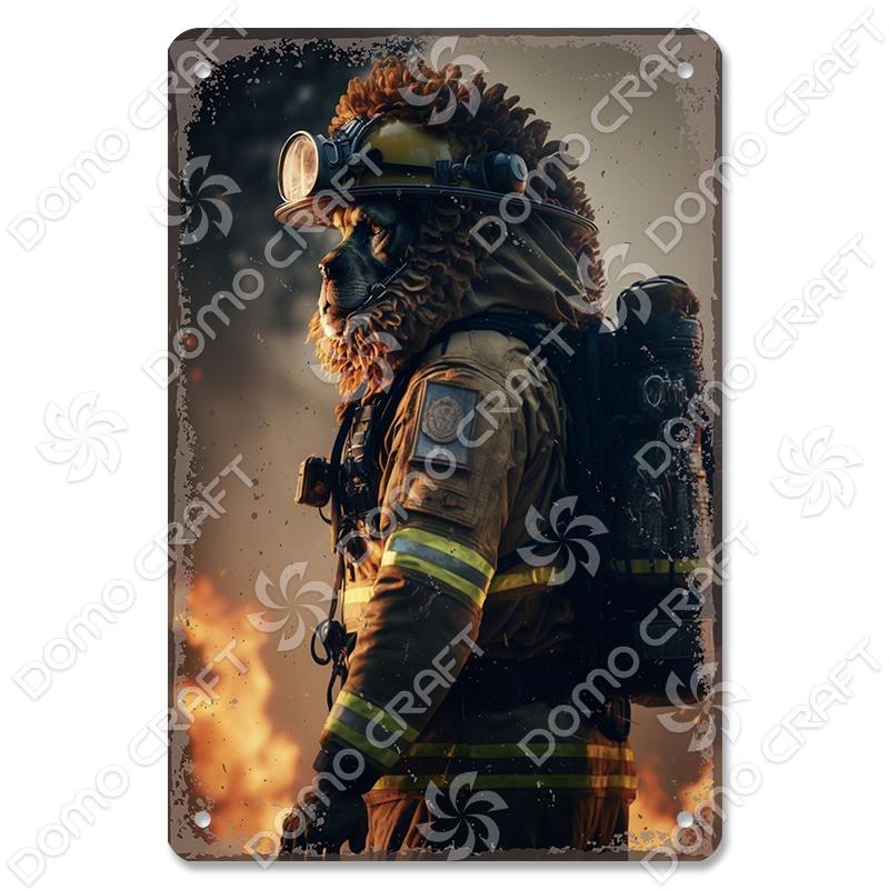 Vintage Fireman Tin Sign Metal Plate Classic Firefighter Movie Metal Poster Wall Decor for Garage Club Hotel Home