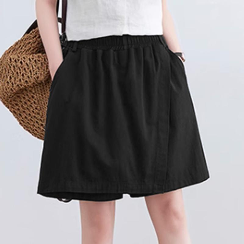 

Вільні літні короткі жіночі повсякденні штани ZANZEA з еластичною талією S чорний