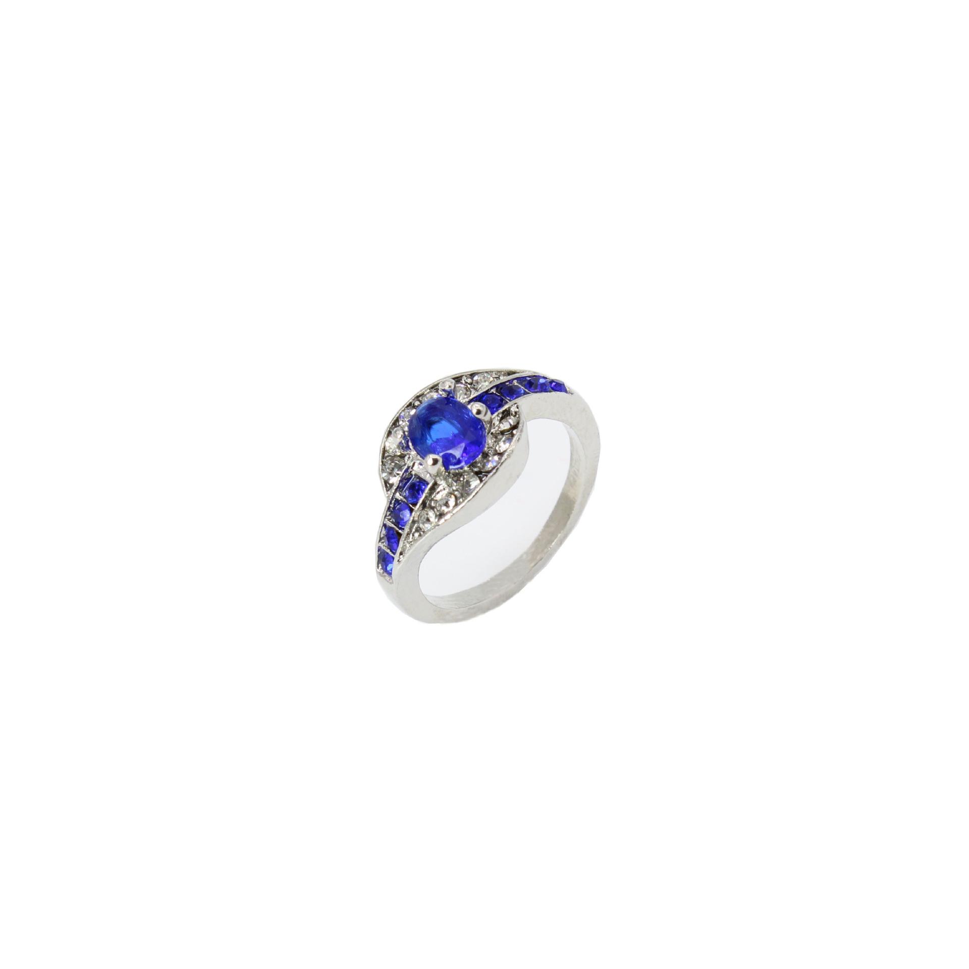 European American Fashion New Style Blue Crystal Gemstone Finger Ring